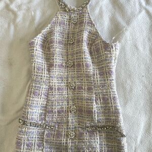 L'ATISTE Purple and Cream Plaid Dress
